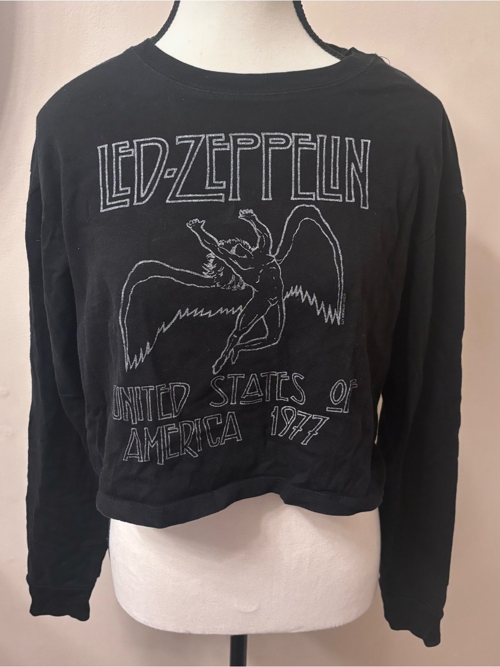 Garage Black Led Zeppelin Graphic Crop Top